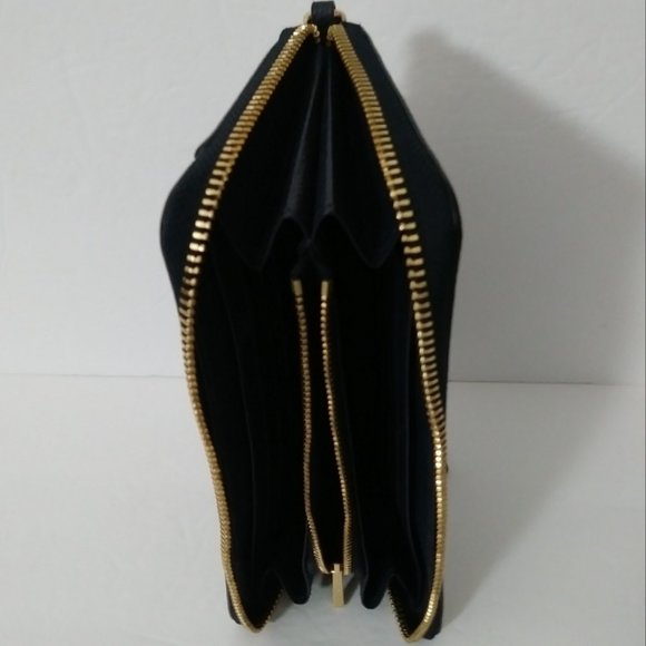 Coach Navy Blue Leather Zip Around Wristlet - Picture 9 of 14